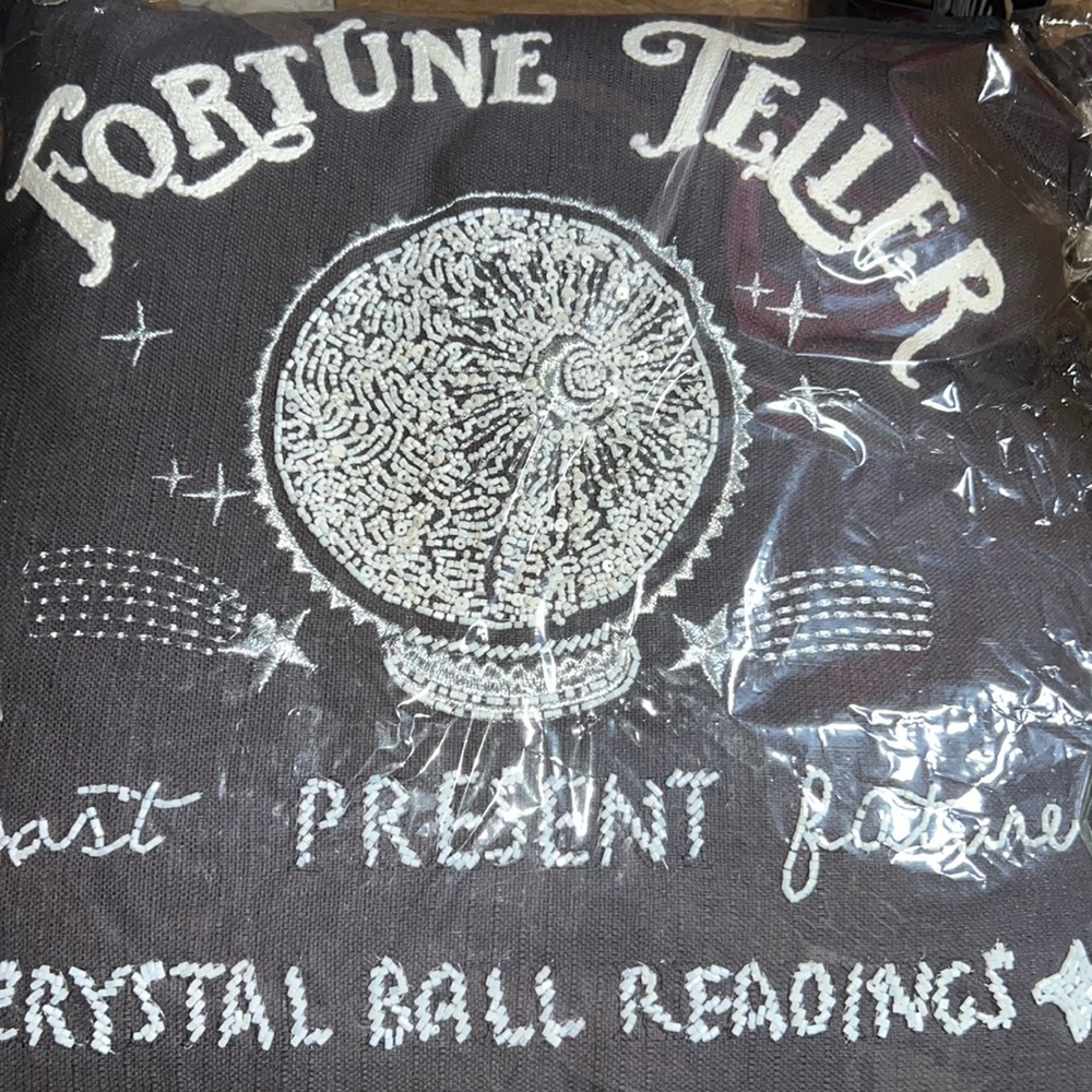 BNWT Embellished Halloween Fortune Teller pillow with crystal ball